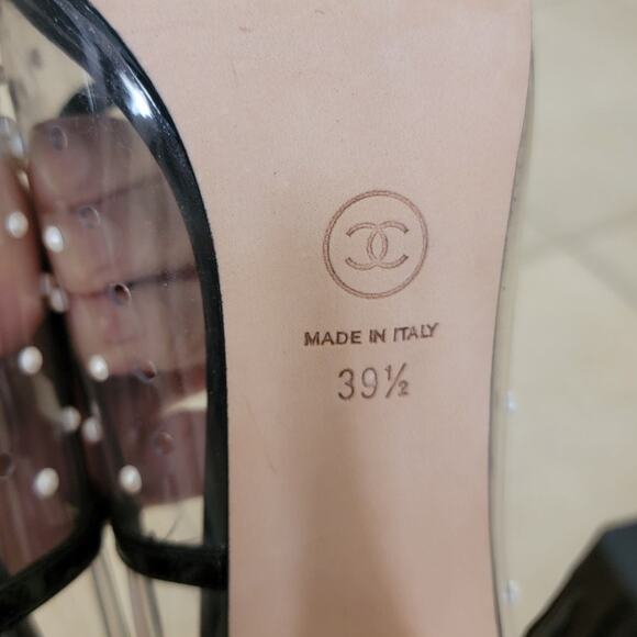 Chanel Cap Toe Paris Hamburg CC Logo PVC Pearl Pumps Black Patent 39.5 9 - Picture 9 of 11